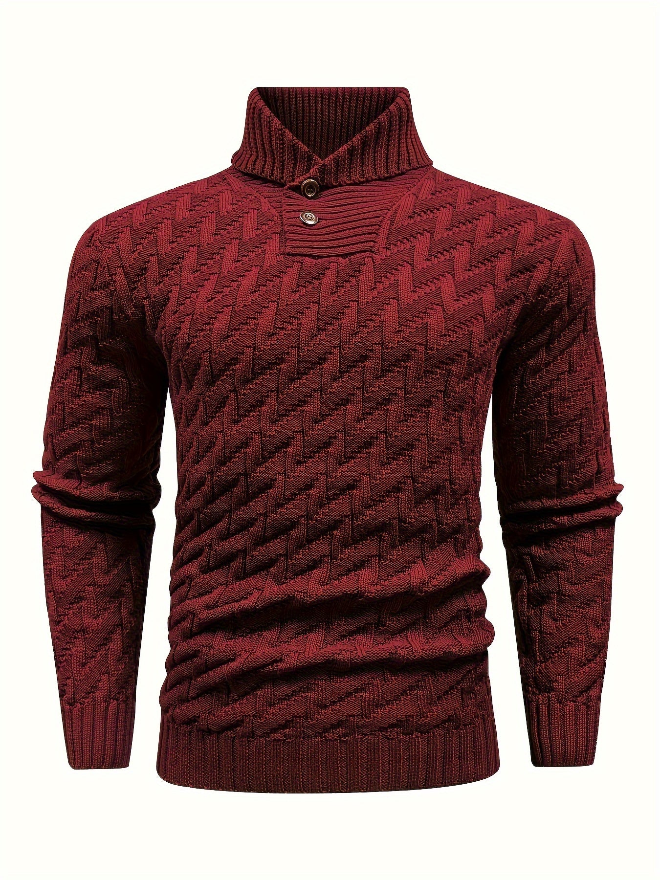 Men'S Casual Commuting Fashion Solid Texture Warm Lapel Sweater