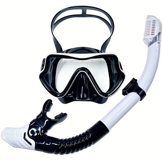 Unisex Premium Snorkeling Goggles with Wide-Angle View - Large Frame Silicone Mask & Anti-fog Breathing Tube Set for Comfortable, Leak-proof Diving Adventures