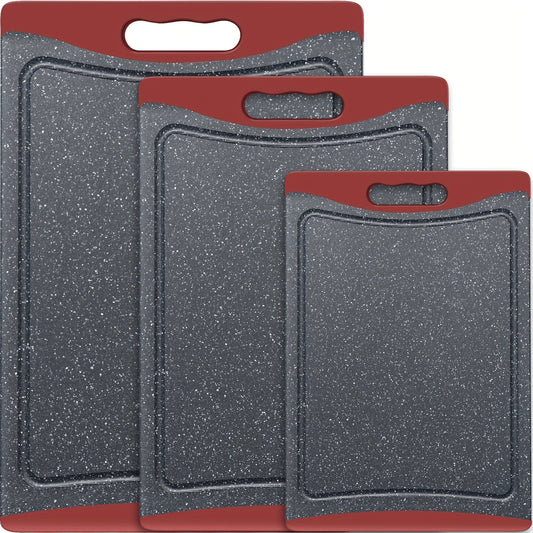 Extra Large Cutting Boards, Plastic Cutting Boards For Kitchen (Set Of 3) Cutting Board Set Dishwasher Chopping Board With Juice Grooves Easy-Grip Handles, Kitchen Gadgets, Kitchen Utensils. Red.Mother'S Day. Easter. Ramadan.