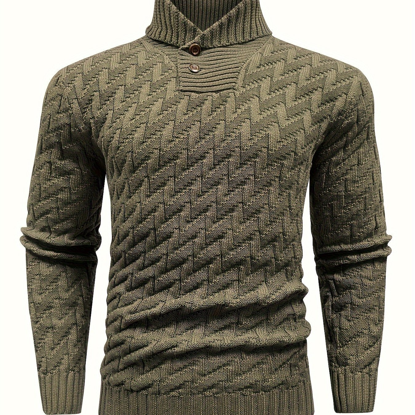 Men'S Casual Commuting Fashion Solid Texture Warm Lapel Sweater