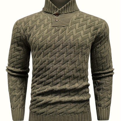 Men'S Casual Commuting Fashion Solid Texture Warm Lapel Sweater