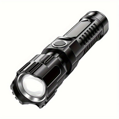 2pcs LED Ultra-bright Flashlights, Rechargeable High Lumens, 3 Modes, Zoom, Portable Camping Flashlights, For Outdoor Hiking, Home Emergency, Built-in Lithium Battery