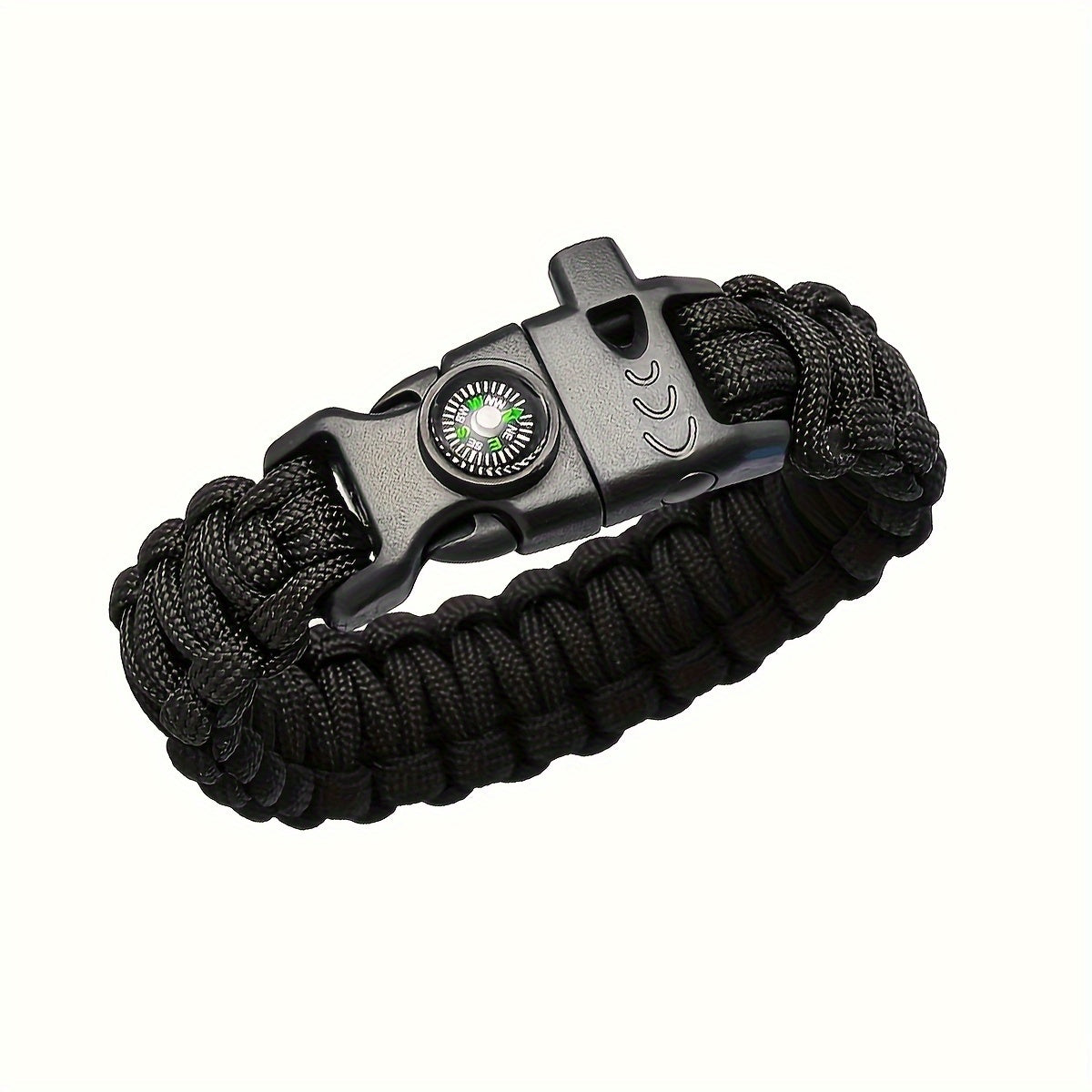 Multi-Functional Paracord Survival Bracelet - Perfect for Outdoor Adventures: Includes Whistle and Compass - Durable Polyester Fiber Construction - Essential for Hiking, Camping, and More