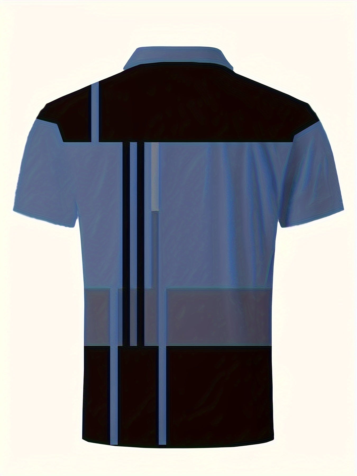 2024 Men'S Casual Geometric Print Knit Polo-Style Shirt with Lapel Collar and Slight Stretch - 100% Polyester Material - Regular Fit