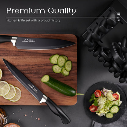 20pcs/ Knife Set, Amorston 20pcs Knife Sets for Kitchen with Block, Dishwasher Safe Kitchen Knife Set with Built-in Sharpener, German Stainless Steel Black Knife Block Set, Kitchen Gadgets Gifts for Mom Or Dad