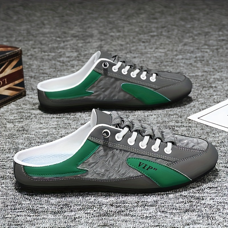 Men's Trendy Color Block Hollow Out Mule Shoes, Comfy Non Slip Casual Durable & Breathable Slippers, Men's Outdoor Footwear