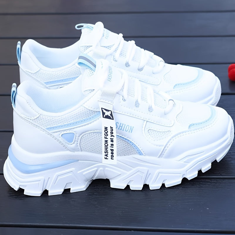 Breathable Mesh Women's Comfy Platform Sneakers, Trendy Casual Sports Shoes for Outdoor Running Trainers