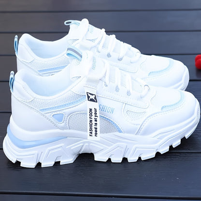 Breathable Mesh Women's Comfy Platform Sneakers, Trendy Casual Sports Shoes for Outdoor Running Trainers