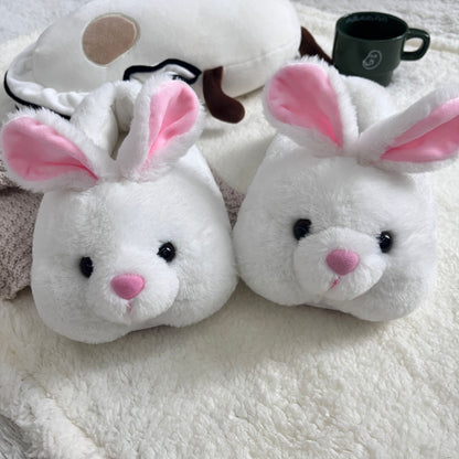 Cozy Bunny Slippers - Plush Indoor/Outdoor Shoes, Cute Gray Rabbit Design with Floppy Ears & Pink Inner Lining, Soft Fabric Upper & Rubber Sole, Perfect for Bedroom or Gift, Outdoor Slippers | Comfortable Slippers | Rubber So
