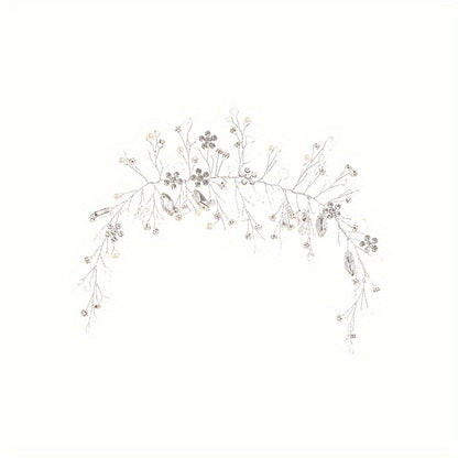 Elegant Bridal Headband with Crystal & Faux Pearl Accents - Hand-Washable, Fashionable Wedding Hair Accessory for Women