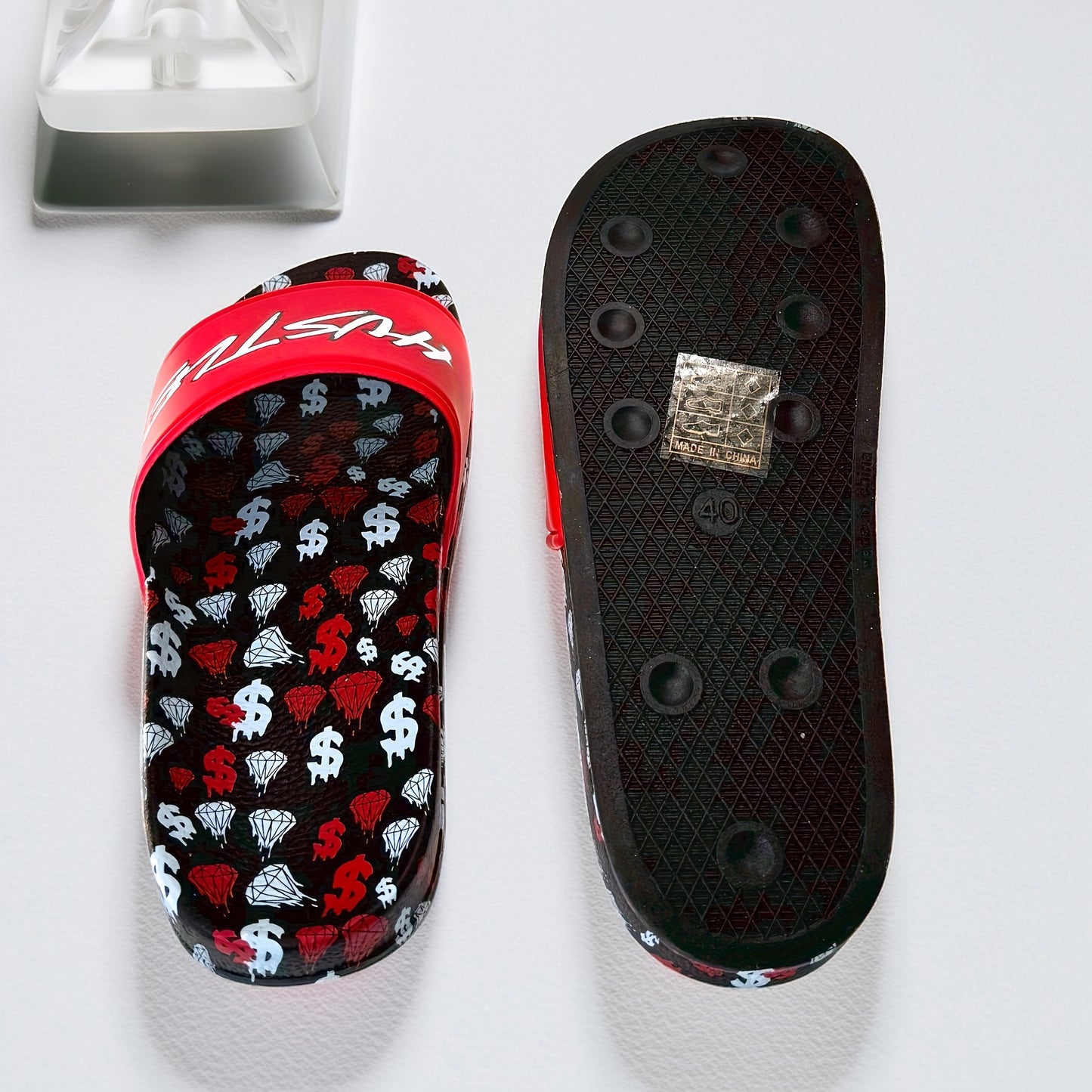 Men'S Hustle $$$ Printed Graphic Slide