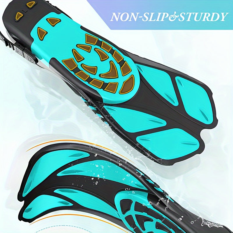 [Popular Choice] Qingsong Adjustable Snorkeling Fins with Buckles, Open Heel Design, Short Travel Swim Fins for Adults - Men and Women, Black