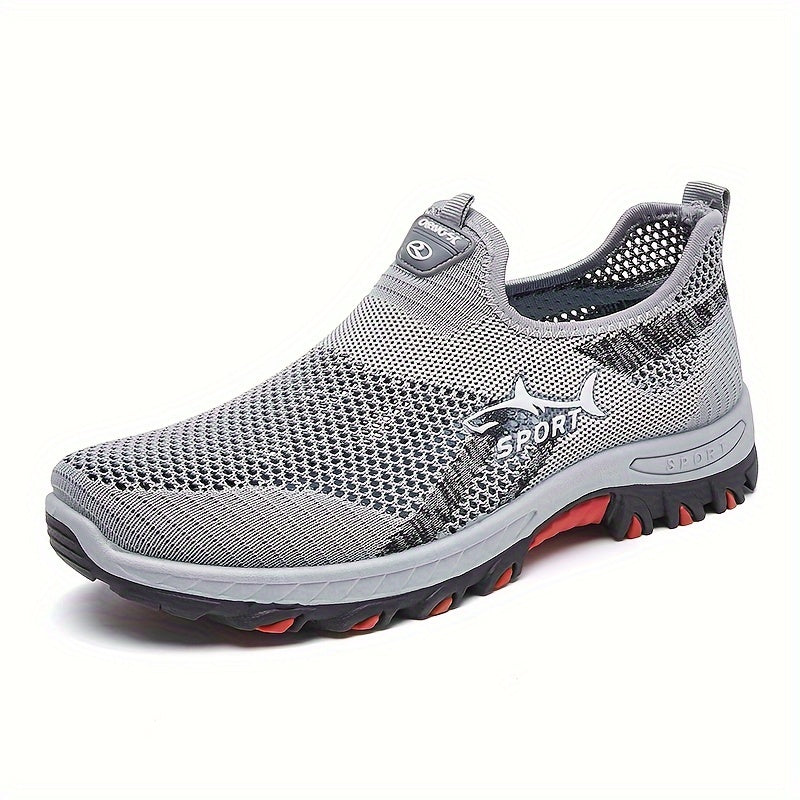 Men's Slip On Mesh Breathable Non Slip Sneakers, Durable Comfy For Spring Summer Outdoor Hiking Camping Climbing