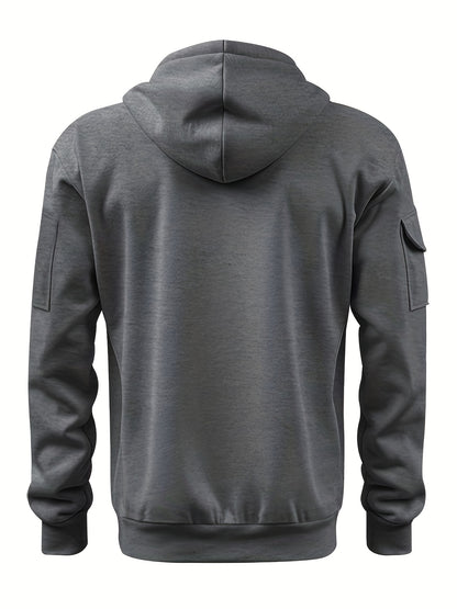 Men's Casual Sweatshirt with Multiple Zippers and Arm Pockets 2024 Cross-border Spring/Autumn Hoodie Large Size