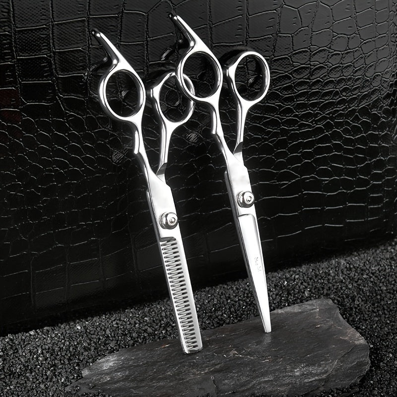 8pcs Professional Hair Cutting Scissors With Comb And Case - Perfect For Home Haircutting, Barber/Salon, And Thinning - Ideal For Men And Women (Silvery)