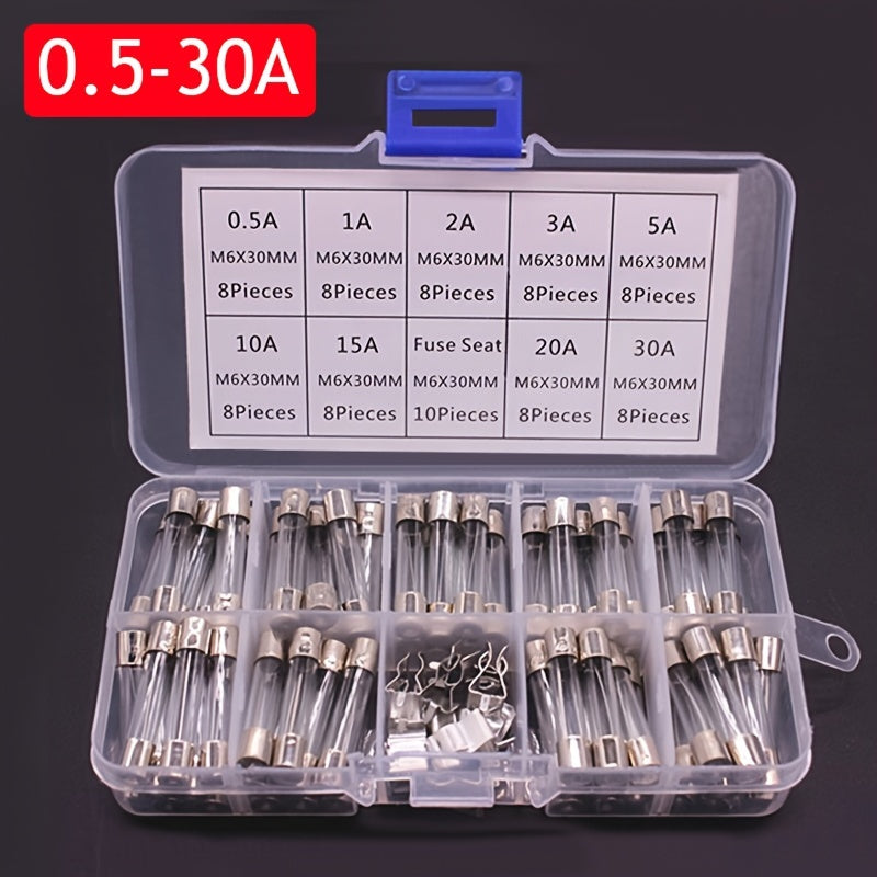 Complete Your DIY Projects with This 72/100pcs Quick Blow Glass Tube Fuse Assortment Kit!