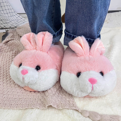 Cozy Bunny Slippers - Plush Indoor/Outdoor Shoes, Cute Gray Rabbit Design with Floppy Ears & Pink Inner Lining, Soft Fabric Upper & Rubber Sole, Perfect for Bedroom or Gift, Outdoor Slippers | Comfortable Slippers | Rubber So