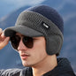 1pc YUAN Brand Men'S Winter Earflap Beanie Hat - 100% Acrylic Knit Warm Cycling Cap with Slight Stretch, Street Style Outdoor Riding Colorblock Hat