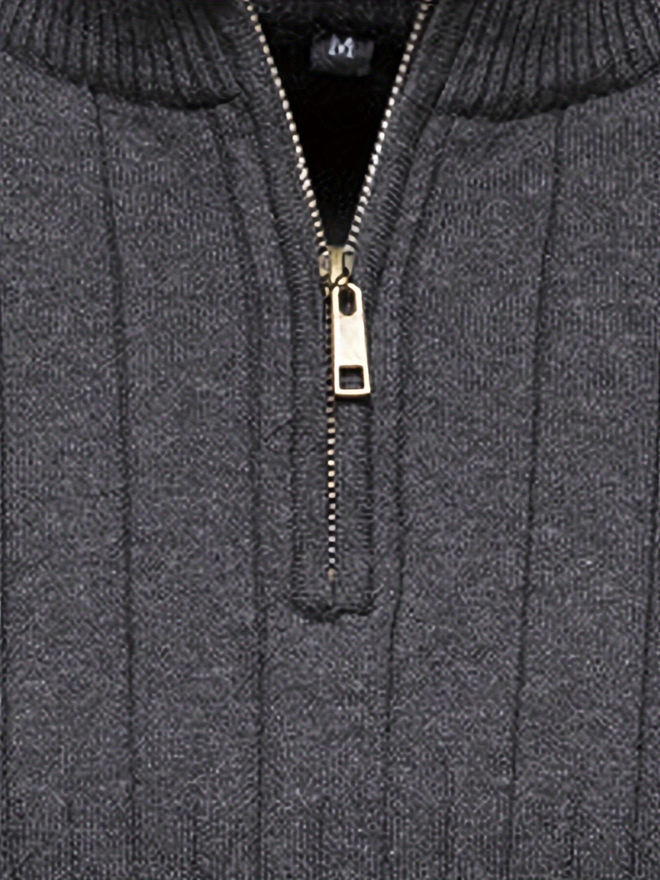 Men's Navy Blue Half-Zip Stand Collar Sweatshirt - Stretch Blend, Ribbed Texture, Long Sleeve - Ideal for Fishing & Walking in Fall/Winter