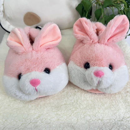 Cozy Bunny Slippers - Plush Indoor/Outdoor Shoes, Cute Gray Rabbit Design with Floppy Ears & Pink Inner Lining, Soft Fabric Upper & Rubber Sole, Perfect for Bedroom or Gift, Outdoor Slippers | Comfortable Slippers | Rubber So