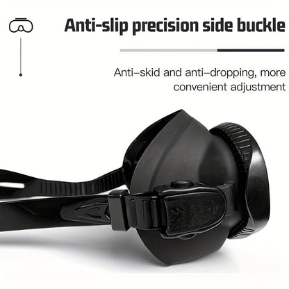 Wet Low Volume Freediving Mask Tempered Glass J-type Adults Diving Mask Snorkel Set with Camera Mount Black