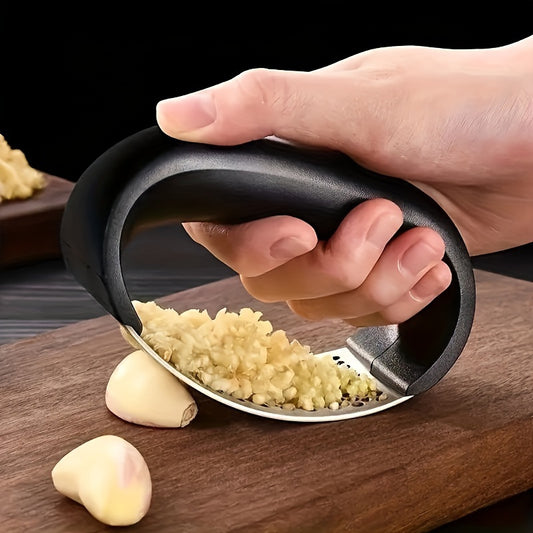 1pc Stainless Steel Garlic Press And Manual Fruit And Vegetable Masher, Easy to Use And Clean. Ideal for Chopping And Pressing Garlic, Fruits, And Vegetables. Perfect for Home Kitchens, RV Kitchens, And Restaurants.