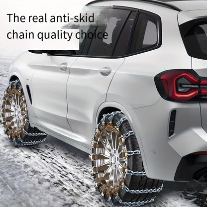 Universal Fit Iron Snow Chains for Cars, SUVs & Light Trucks - Anti-Skid Safety Traction Device, Durable Manganese Steel, Easy Installation - Emergency Tire Chains for Snowy, Icy Road Conditions