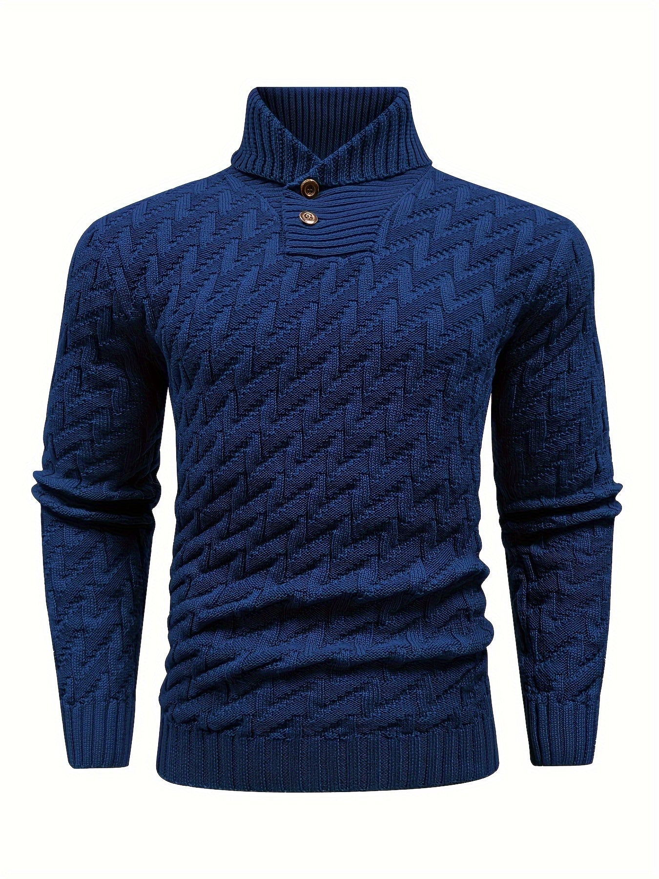 Men'S Casual Commuting Fashion Solid Texture Warm Lapel Sweater