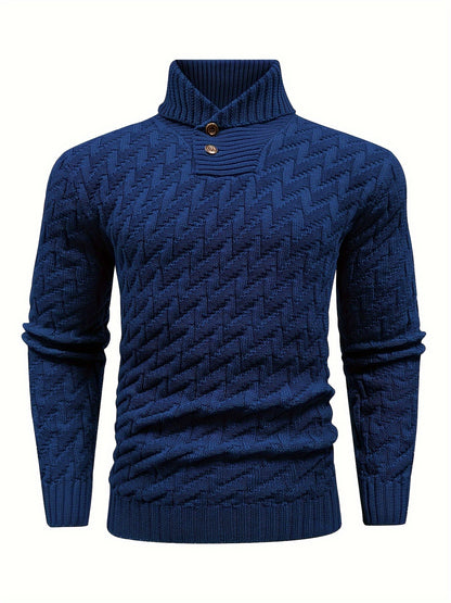 Men'S Casual Commuting Fashion Solid Texture Warm Lapel Sweater