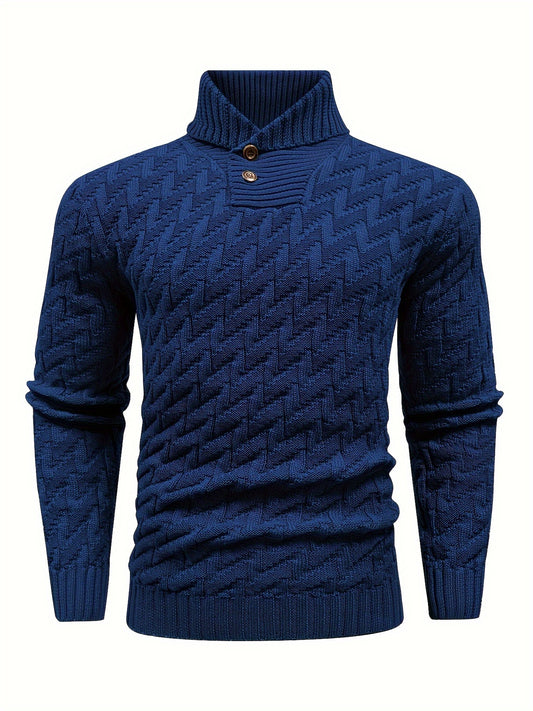 Men'S Casual Commuting Fashion Solid Texture Warm Lapel Sweater