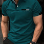 Elegant Men's Color Block Shirt - Casual & Stylish, Short Sleeve, Button Detail, Perfect for Home or Out