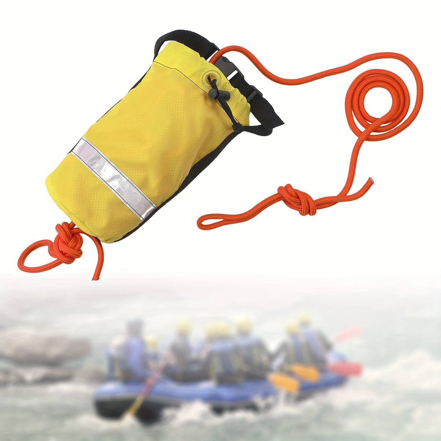 High-Strength 8mm x 16m Orange Survival Rope Bag for Water Sports - Durable Polypropylene, Long Casting Distance, Quick Release Buckle