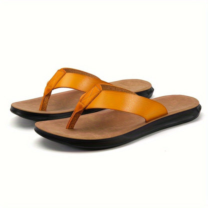 MAGIC LIONS-Comfortable and Durable Brown Men'S Business Casual Slippers - Indoor/Outdoor Beach Sandals.Men'S Synthetic Thong Sandals, Casual Non Slip Flip-flops Shoes ToePost Sandals For Indoor Outdoor Beach, Spring And Summ