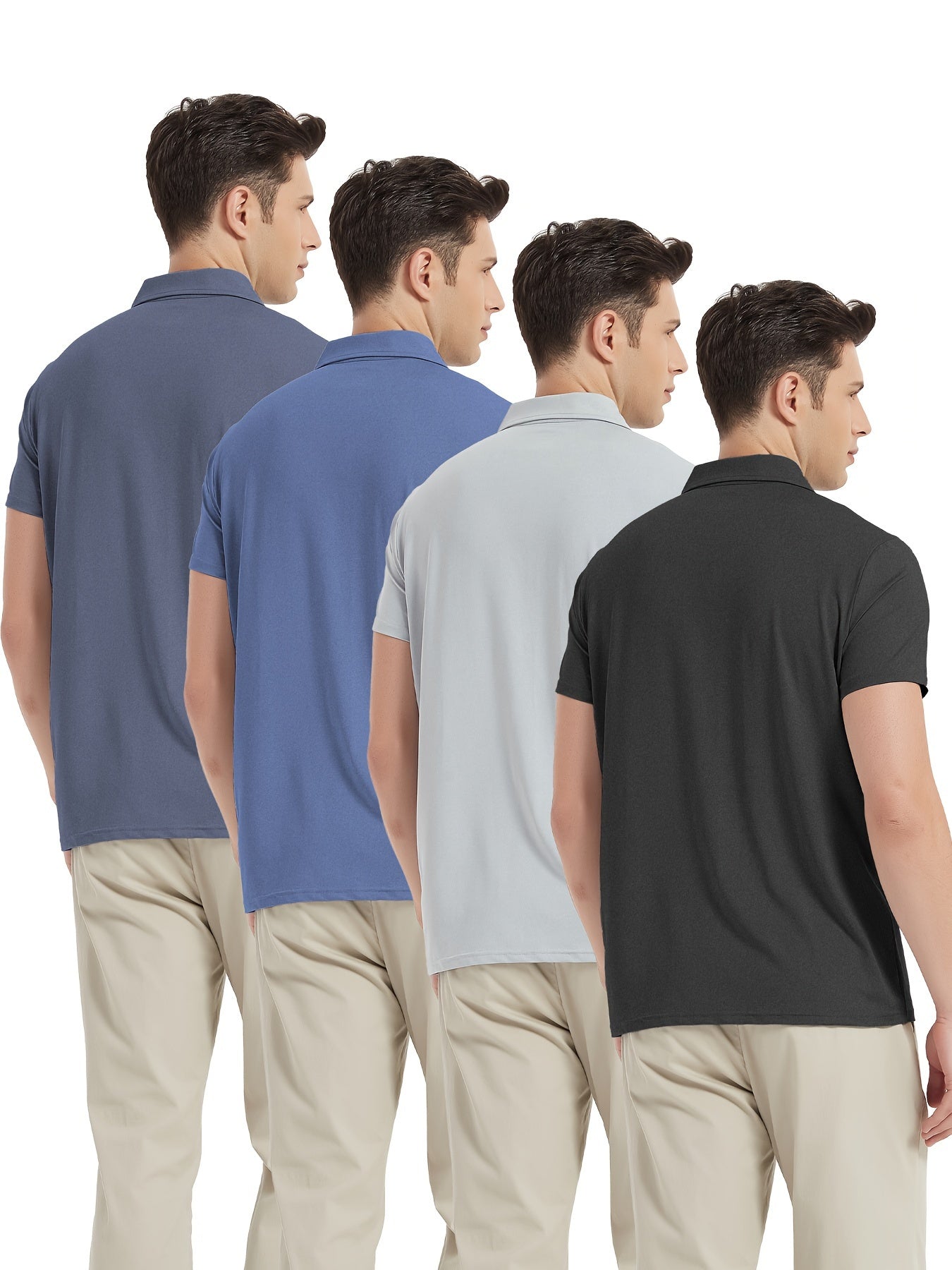 5 Pack Mens Polo Shirts Quick Dry Short Sleeve Golf T Shirt Performance Moisture Wicking Casual Workout