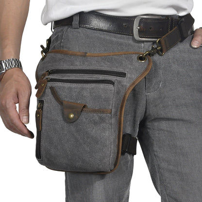 Men's Genuine Leather Vintage Sling Bag - Casual Classic Brown Travel Fanny Pack with Multiple Zippered Pockets & Adjustable Strap