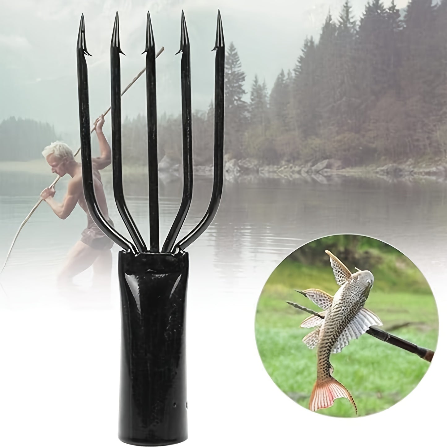 Stainless Steel Fishing Gaff with Silicone Protective Cover - Rust-Resistant Fish Spear Harpoon for Secure Catch Handling