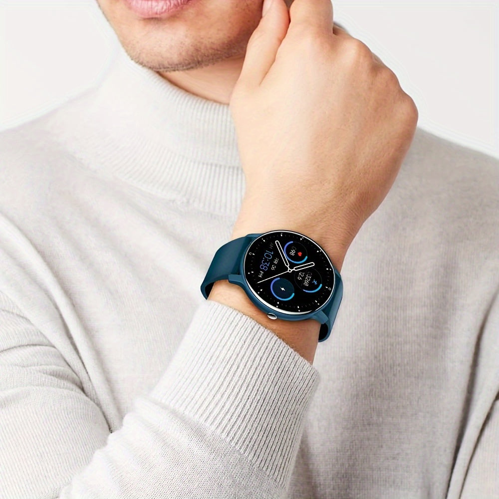 Synwoo Smart Watch for Men and Women - 3.25cm Full Touch Screen, Digital Display, Round Dial, Motion Tracker, Alarm Clock, Weather Update, Music Playback, Message Reminder, USB Charging, Rechargeable Lithium Polymer Battery,