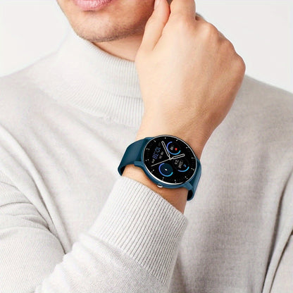 Synwoo Smart Watch for Men and Women - 3.25cm Full Touch Screen, Digital Display, Round Dial, Motion Tracker, Alarm Clock, Weather Update, Music Playback, Message Reminder, USB Charging, Rechargeable Lithium Polymer Battery,