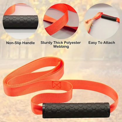 Heavy-Duty Deer Drag Harness with Comfort Grip Handle - Durable Nylon Hunting Belt for Easy Outdoor Dragging, Orange