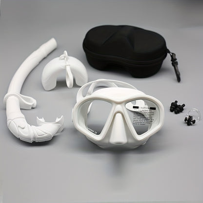 Wet Low Volume Freediving Mask Tempered Glass J-type Adults Diving Mask Snorkel Set with Camera Mount Black