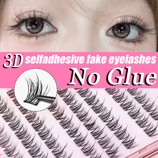80 Clusters of 5D Faux Mink Eyelash Clusters Self-Adhesive with No Need for Glue The False Eyelashes Present a Fluffy and Messy Look Being Easy to Apply and Reusable