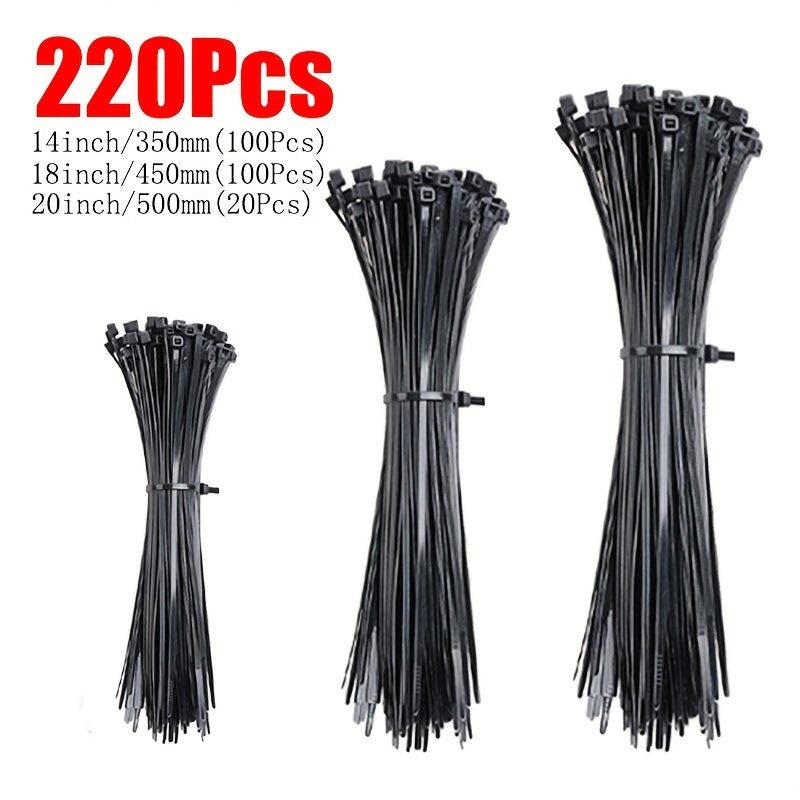 Black/White Cable Zip Ties, 18.14 KG Tensile Strength, Self-Locking Nylon Cord Ties, Indoor/Outdoor Use