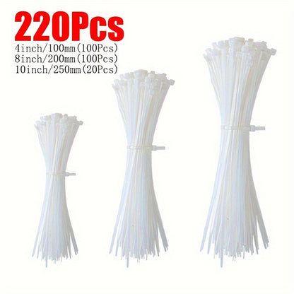 Black/White Cable Zip Ties, 18.14 KG Tensile Strength, Self-Locking Nylon Cord Ties, Indoor/Outdoor Use