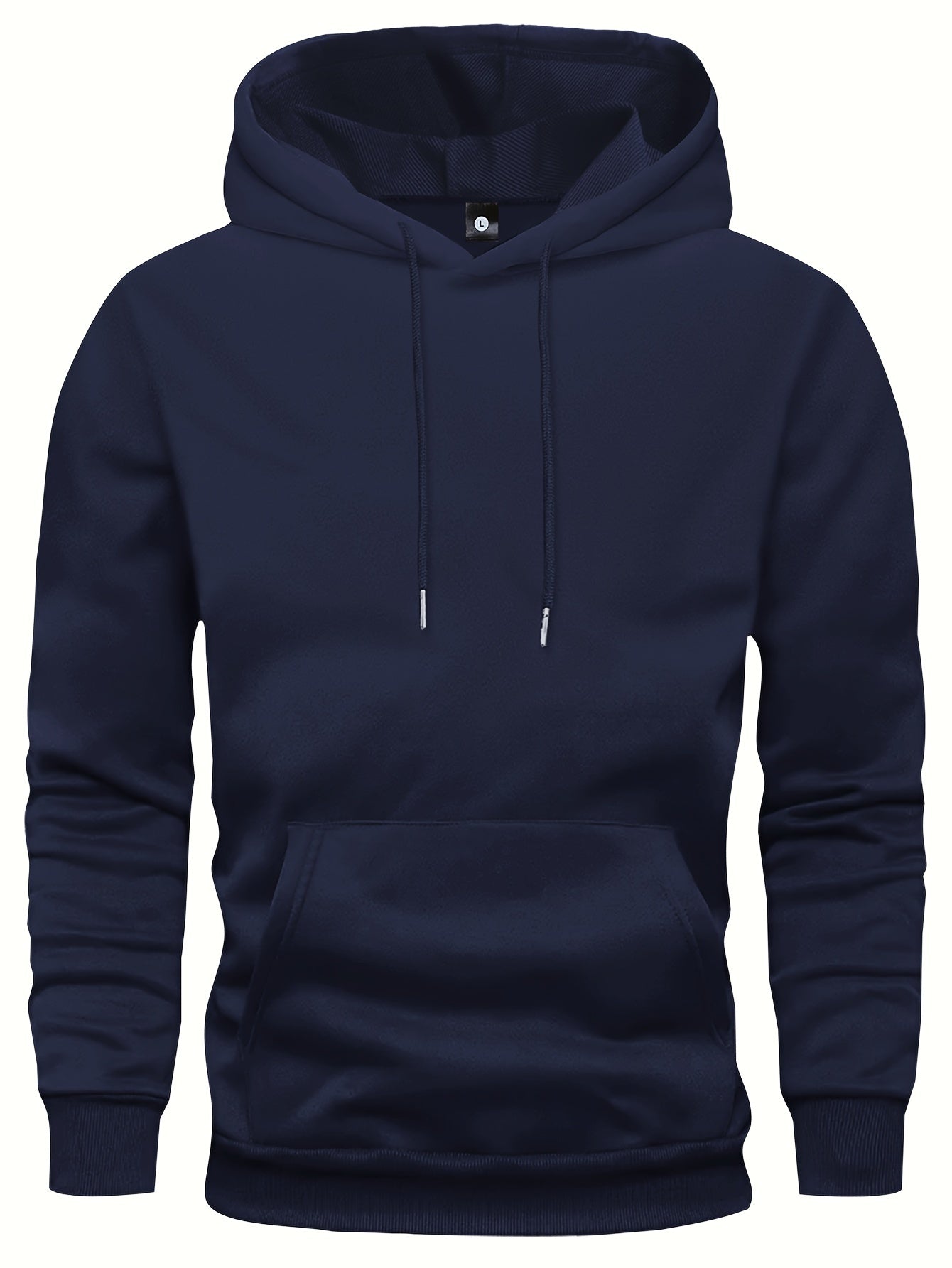 5pcs Men's Long Sleeve Hoodies, Solid Color Polyester Pullovers with Drawstring and Kangaroo Pocket, Casual Sports Jogging Tops for Spring/Fall - Regular Fit Knit Fabric Hooded Sweatshirts