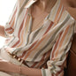Long Sleeve Color Block Button Front Shirt - Stylish Casual Wear for Spring & Fall Seasons - Womens Fashion Clothing with Comfortable Fit