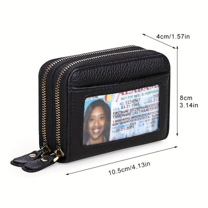 1pc Ciephia Women's RFID Blocking Wallet - Slim Top-Grain Cowhide Credit Card Holder with Zipper Closure, Multiple Card Slots & Coin Pocket, Compact Black Genuine Leather Purse for Women, Gift for Her, Sleek Women's Accessory