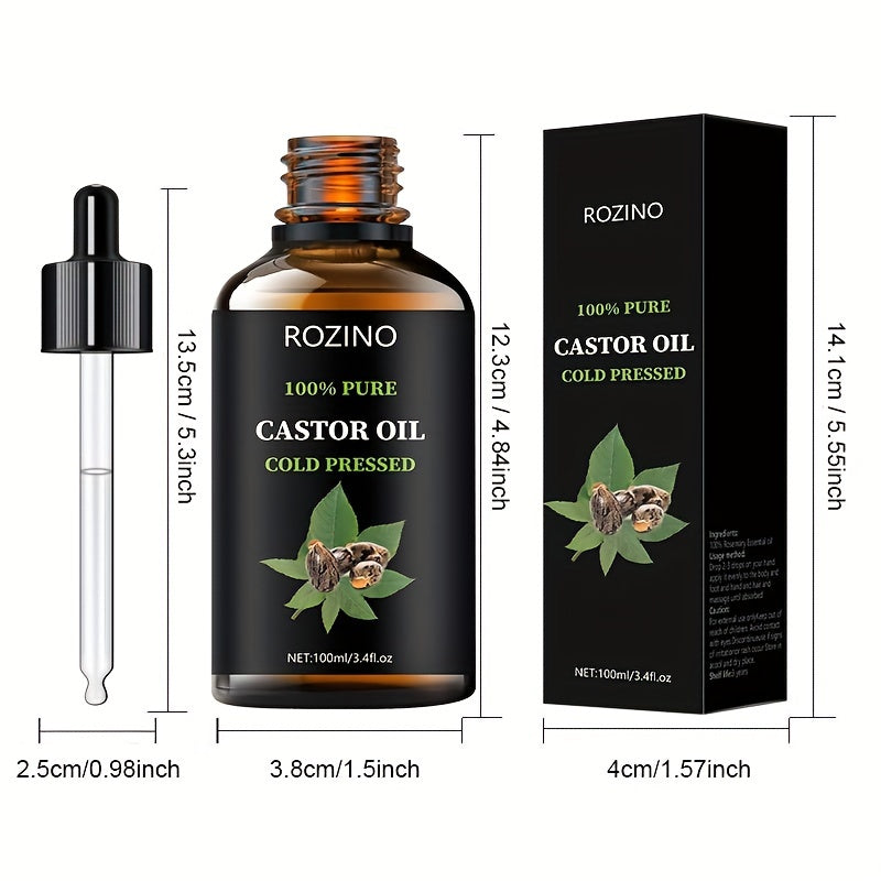 100ml Castor Oil, For Hair Eyelashes And Eyebrows, Castor Oil Cold Pressed Unrefined, Essential Oil For Dry Hair, Skin & Nails Care