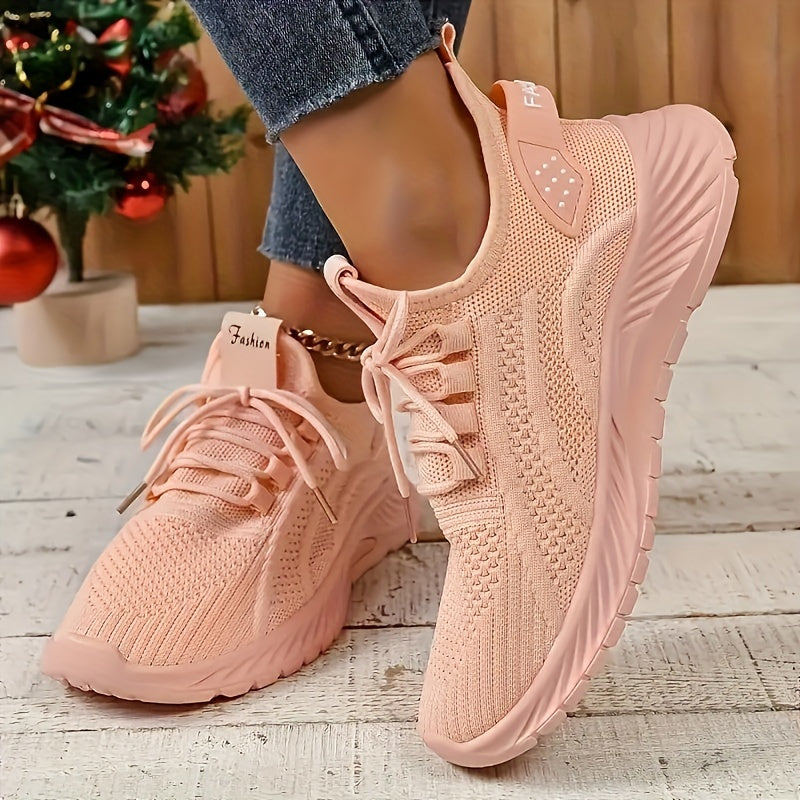 [Popular Choice] Women's Breathable Knit Sneakers, Lace-Up Mesh Sneakers for All Seasons