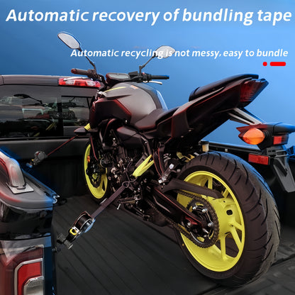 Auto-Lock Retractable Cargo Strap - Durable Steel, Ideal for Motorcycles & Luggage Securement