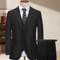Men'S 3pcs Business Style Suit, Two Button Lapel Jacket Vest Trouser Set Solid Color Wedding Business Tuxedo Suit